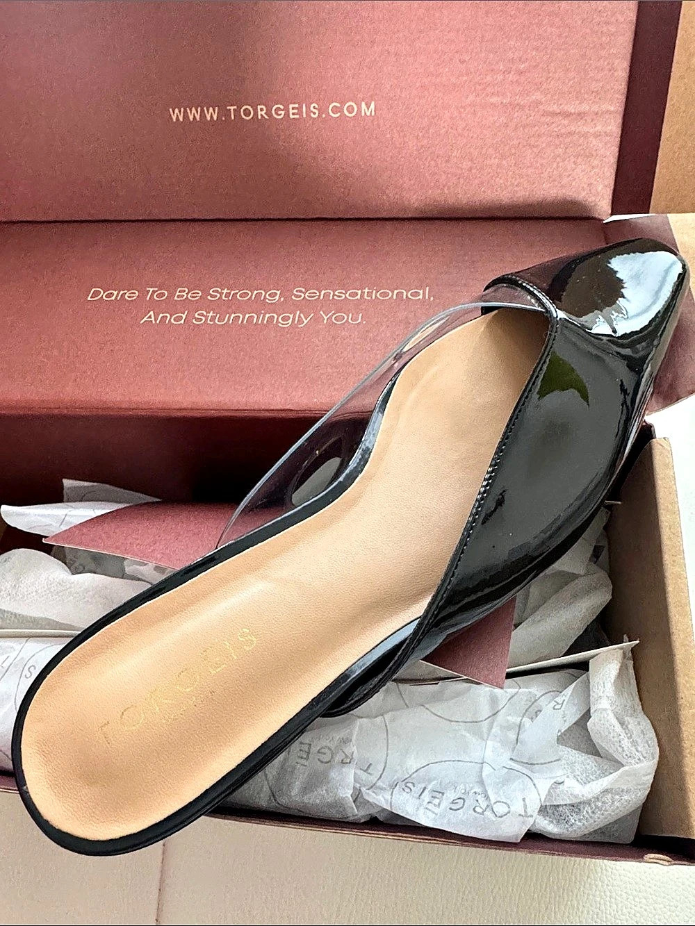 TORGEIS Jaina Pointed Toe Mule Black Patent Mules NWT